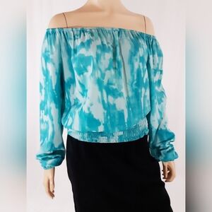 Michael Kors Teal Off-Shoulder Blouse